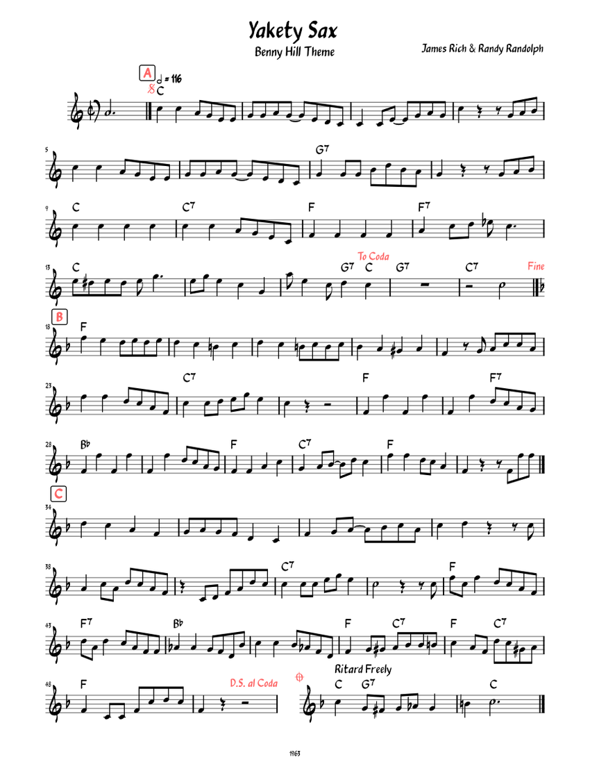 Yakety Sax (Lead sheet ) Sheet music for Piano (Solo) | Musescore.com
