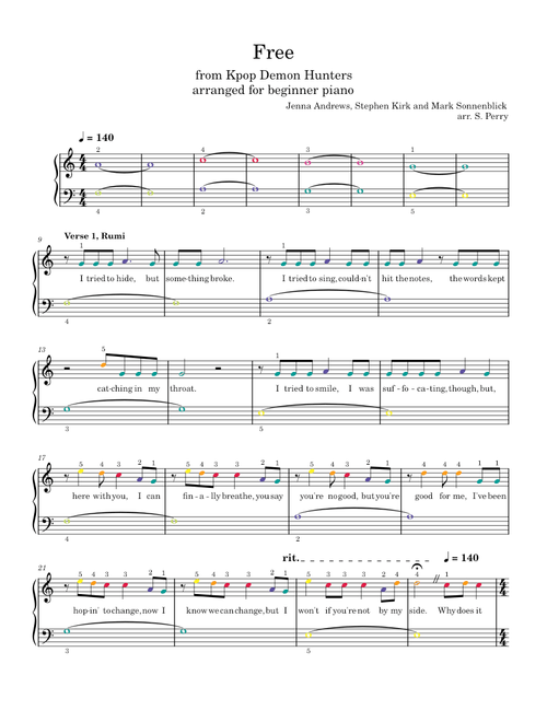 Free – Kpop Demon Hunters – Beginner Piano