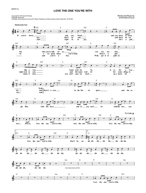 Love The One You're With - The Isley Brothers, Stephen Stills (Lead Sheet - Fake Book)