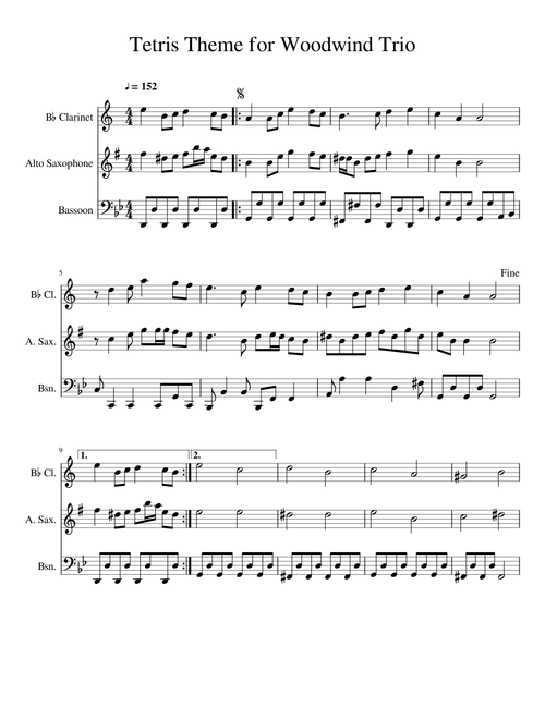 Tetris Theme for Woodwind Trio