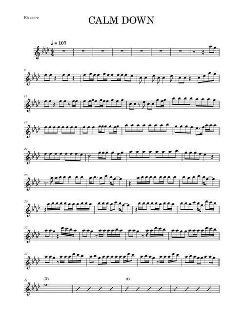 Calm down – Rema (ALTO SAX)