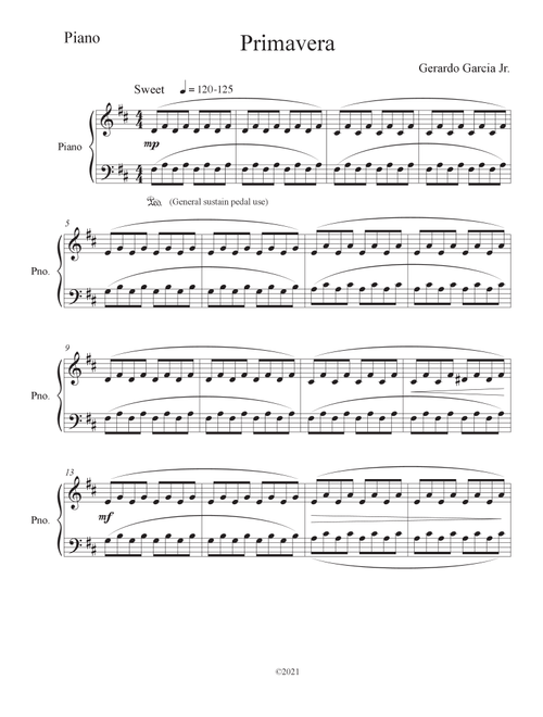 Primavera - Happy Minimalist Piano - Gerardo Garcia Jr (Piano Solo)