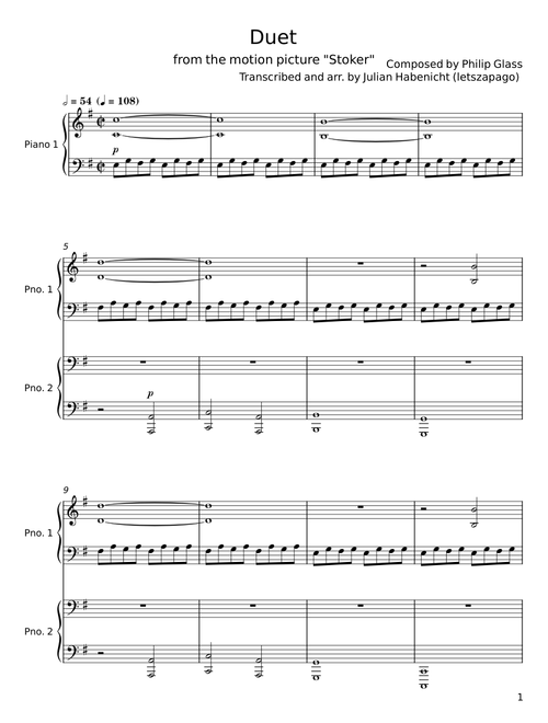 Duet (Stoker) - Philip Glass