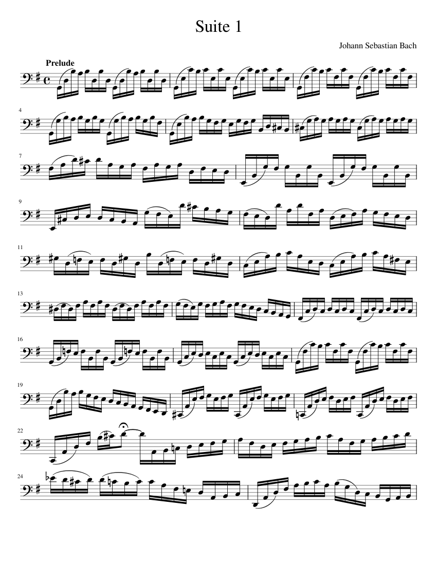 Cello Suite No. 1 in G Major Sheet music for Cello (Solo) | Musescore.com
