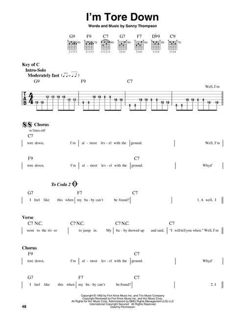 I'm Tore Down - Eric Clapton, Freddie King (Guitar Lead Sheet)