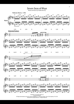 Play Official version of Seven seas of rhye Sheet Music by Queen