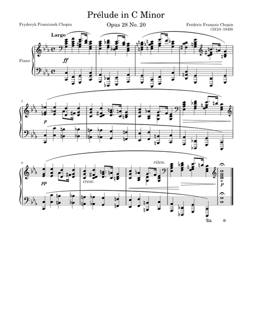 Prélude Opus 28 No. 20 in C Minor – Chopin