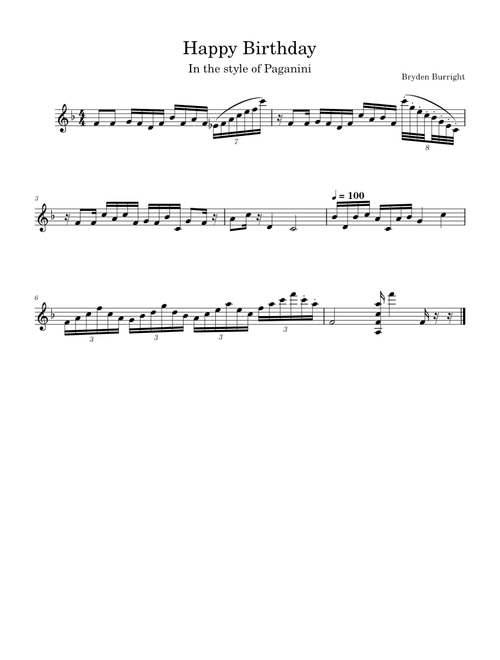 Happy Birthday (In the style of Paganini)