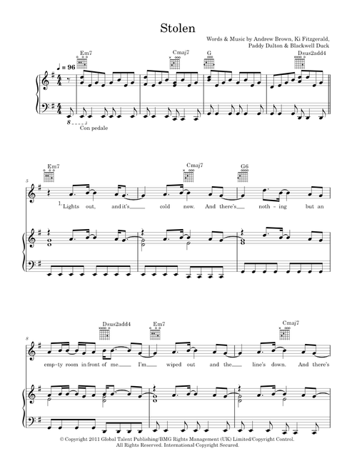 Stolen - Lawson (Piano-Vocal-Guitar (Piano Accompaniment))