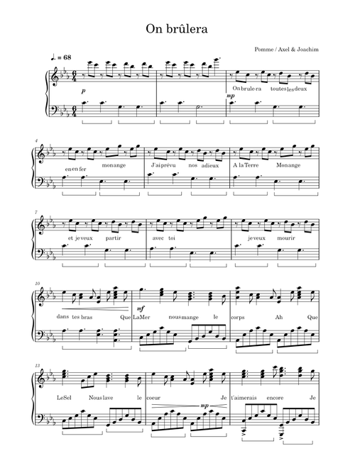 Pomme - On Brulera (arr Axel)