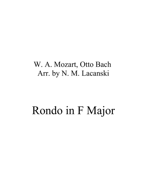 Rondo in F Major (Arr. Nick Lacanski) - W. A. Mozart, Otto Bach (String Quartet)