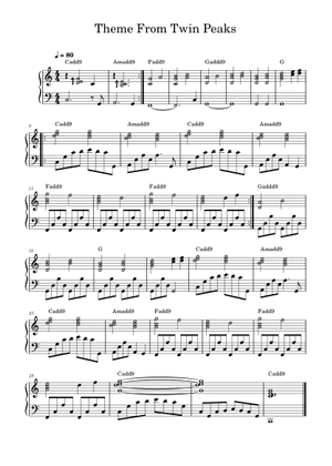 Twin Peaks Theme Sheet Music for Piano (Solo) easy | MuseScore.com