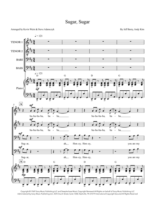 Sugar, Sugar (Arr. Steve Adamczyk) - The Archies (Choral, TTBB)