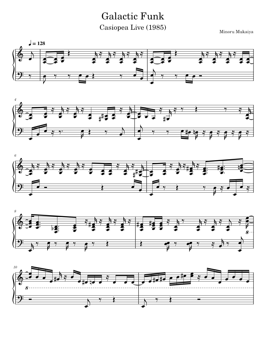 Casiopea - Galactic Funk (keyboard solo) Sheet Music for