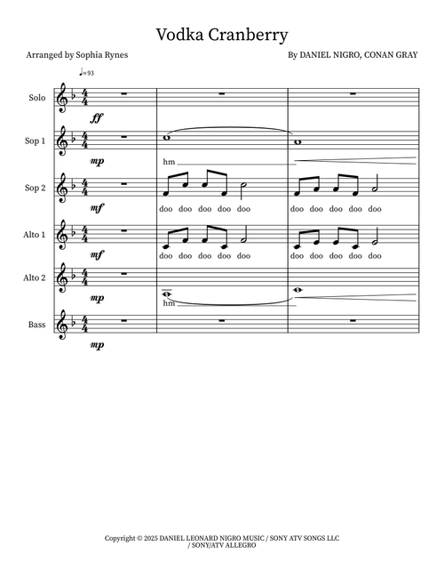 Vodka Cranberry (Arr. Sophia Rynes) - Conan Gray (Choral)