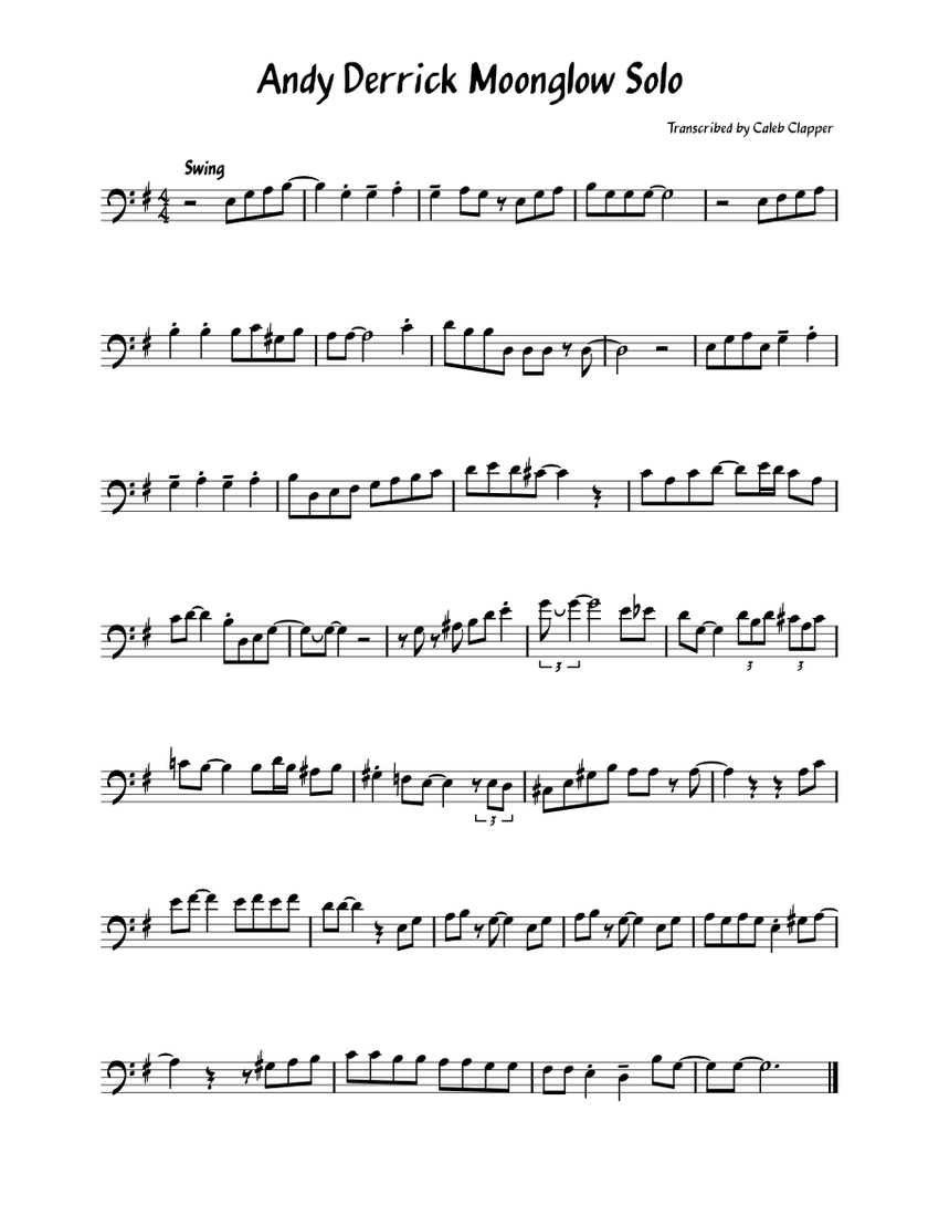 Andy Derrick Moonglow Trombone Solo Sheet Music for Trombone (Solo ...