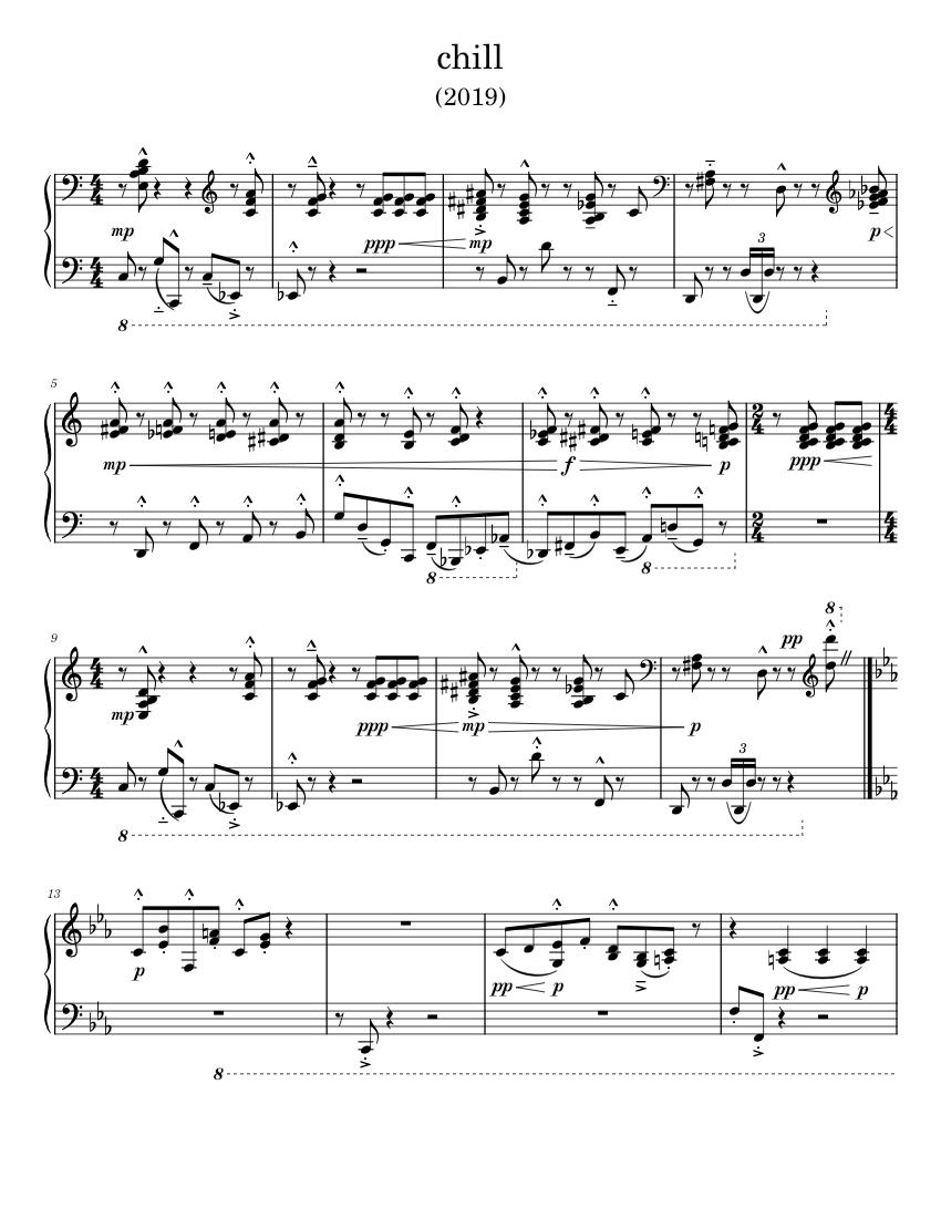 Absolute Chill Notes Chill Sheet Music for Piano (Solo) | MuseScore.com
