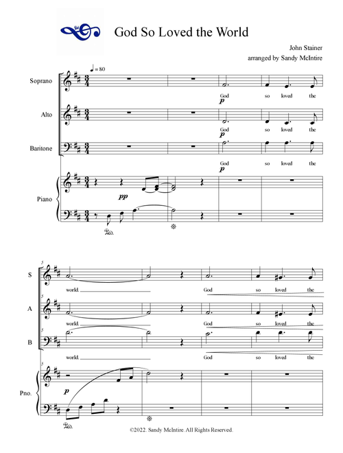 God So Loved the World (Arr. Sandy McIntire) - John Stainer (Choral, SAB)