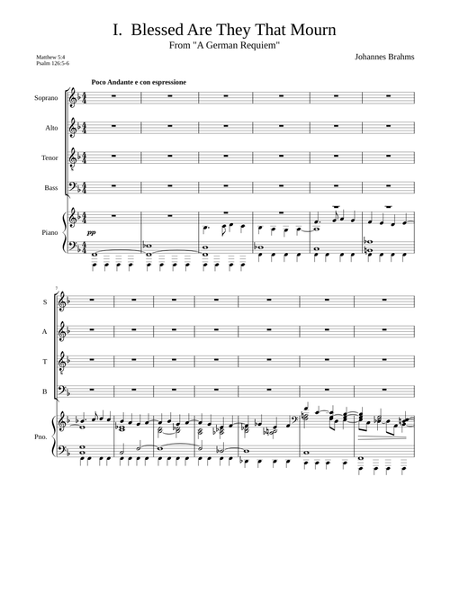"Blessed Are They That Mourn" from Brahms Requiem (SATB with piano)