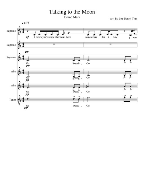 Talking to the Moon for Acapella (transposed to C major) by Bruno Mars | Acapella