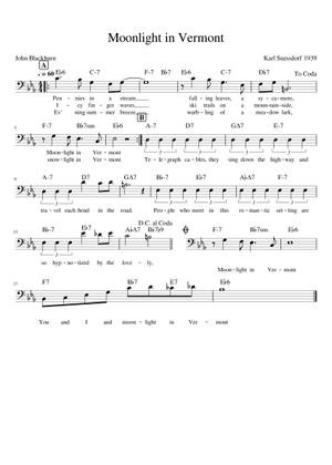 Play Official version of Moonlight In Vermont Sheet Music by Karl