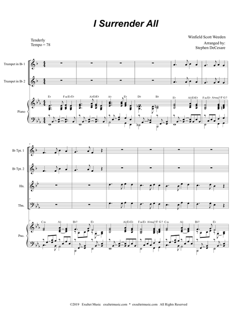 I Surrender All (Brass Quartet and Piano) (Arr. Stephen DeCesare) - Winfield Scott Weeden (Brass Ensemble)