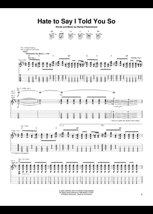 Hate to say i told you so – The Hives hate to say Sheet Music for
