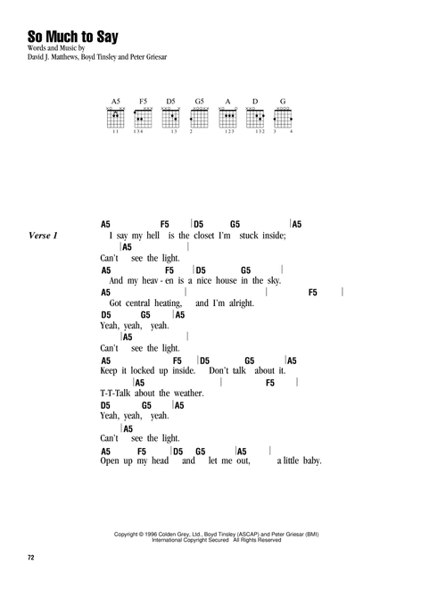 So Much To Say - Dave Matthews Band (Guitar Chords-Lyrics)
