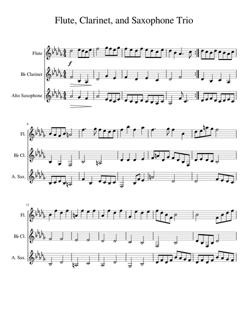 Flute, Clarinet, and Saxophone Trio