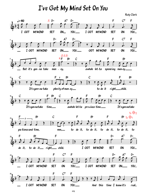 I've Got My Mind Set On You (Lead sheet with lyrics )