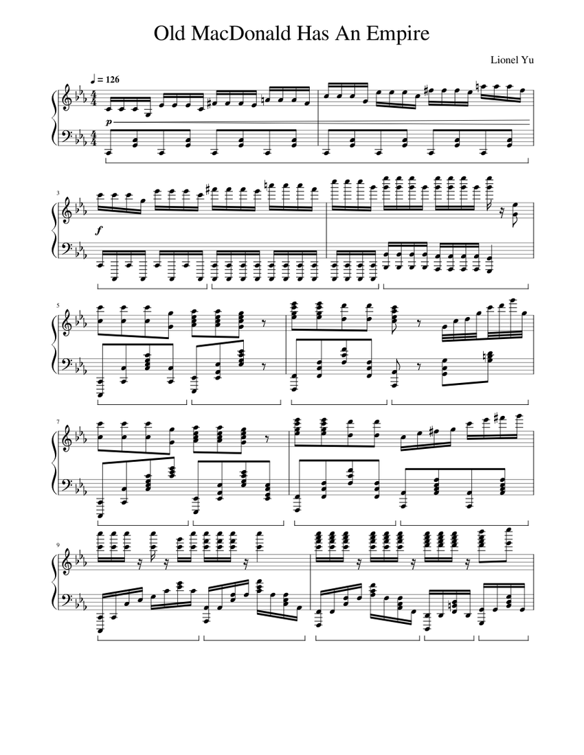 Old MacDonald Has An Empire Sheet Music for Piano (Solo