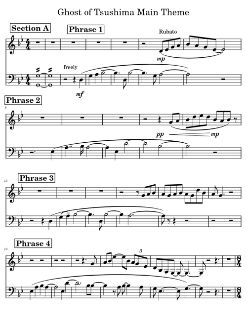 The Way of the Ghost - Ghost of Tsushima - Piano 2 hands - YWCM