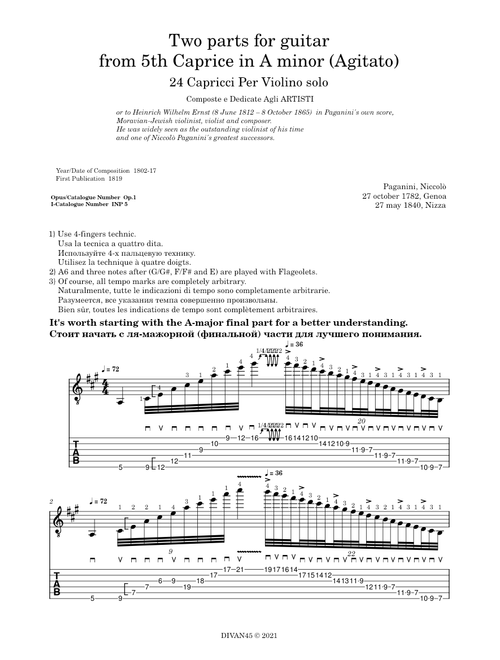 2 parts from Caprice 5 – Niccolò Paganini