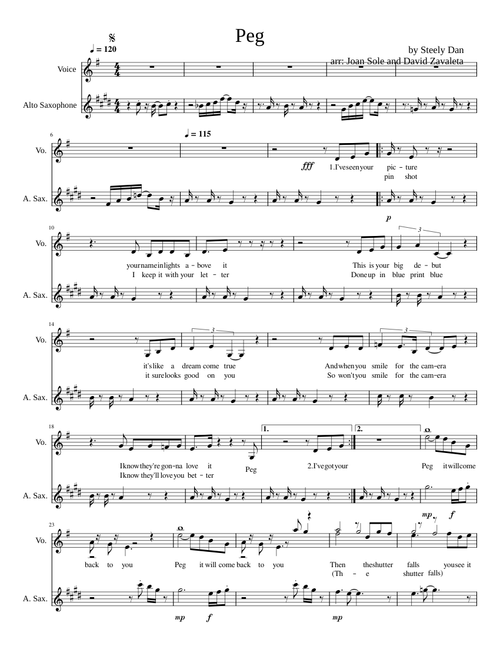 Peg – Steely Dan Peg by Steely Dan - Alto Sax