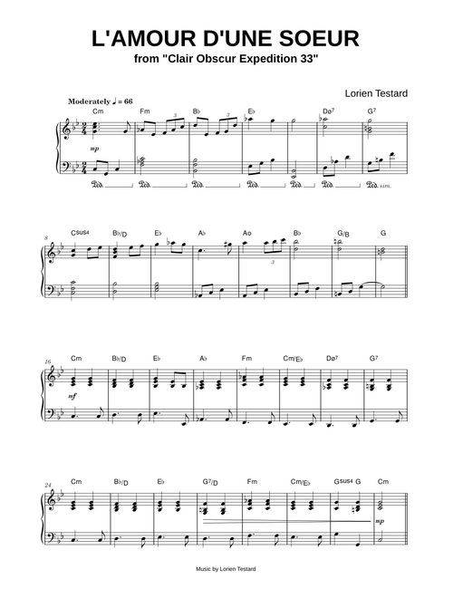 L'Amour d'une Soeur [from Clair Obscur: Expedition 33] - Lorien Testard (Piano)
