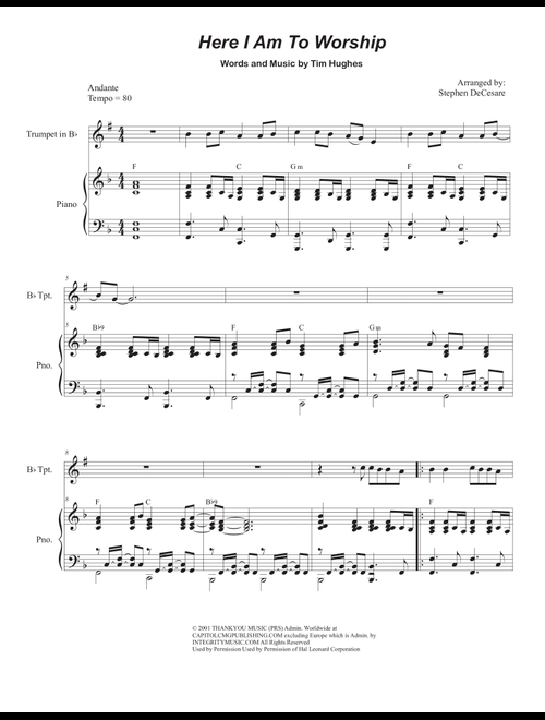 Here I Am To Worship (light Of The World) (Arr. Stephen DeCesare) - Phillips Craig & Dean (Trumpet and Piano)