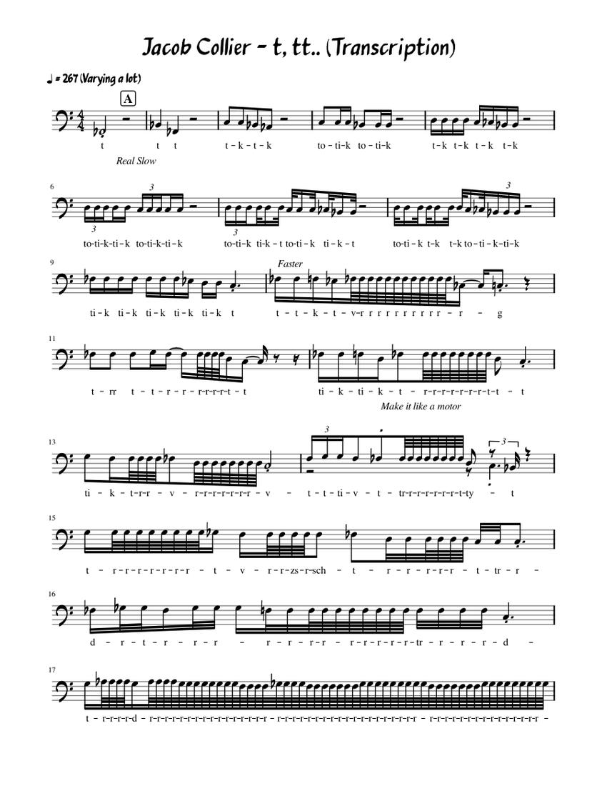 T, tt.. – Jacob Collier Sheet Music for Piano (Solo) Easy