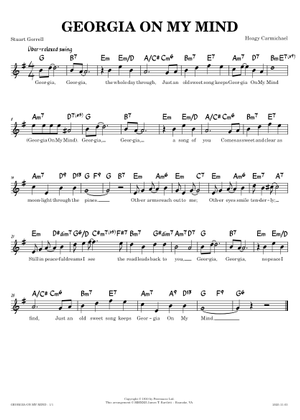 Georgia on my mind – Hoagy Carmichael and Stuart Gorrell Sheet Music ...