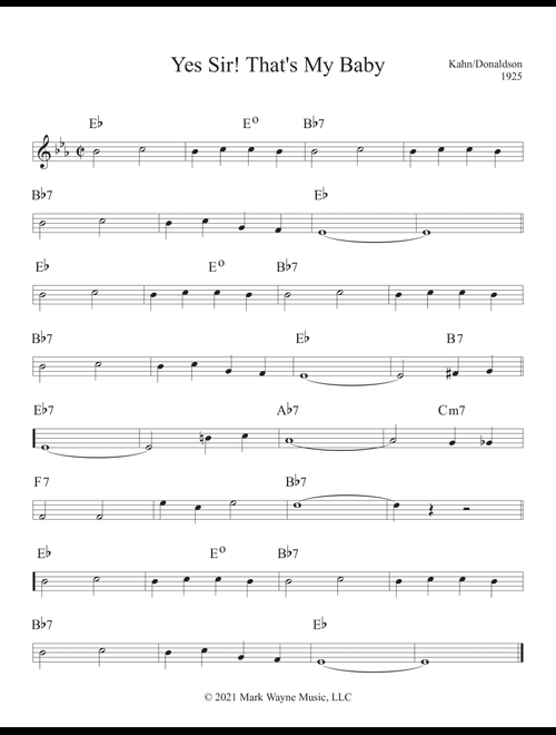 Yes Sir! That's My Baby (Arr. Mark W. Huxhold) - Kahn, Donaldson (Lead Sheet - Fake Book)
