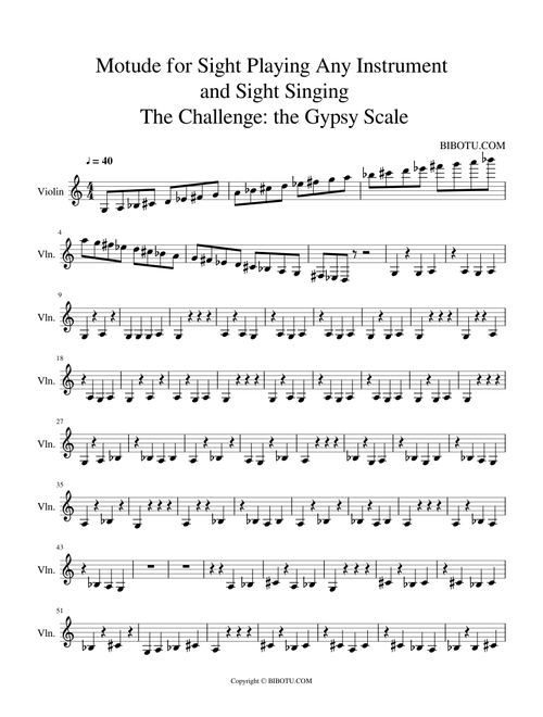 MoTude No. 21a for Sight Playing Any Instrument And Sight Singing - Challenge: Persian/Gypsy Scale in D starting w G