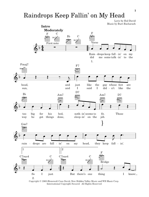 Raindrops Keep Fallin' On My Head - BJ Thomas (Ukulele)
