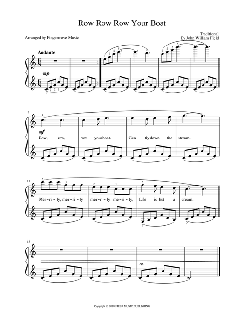 Row Row Row Your Boat (Arr. Fingermove	Music) - Traditional (Piano-Vocal-Guitar (Piano Accompaniment))