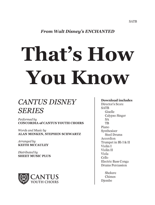 That's How You Know (Arr. Keith McCauley) - Stephen Schwartz, Alan Menken (Large Ensemble)
