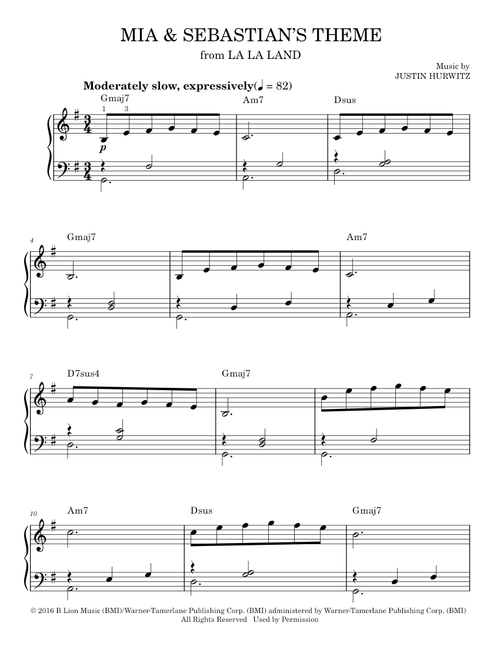 Mia & Sebastian's Theme - Justin Hurwitz (Easy Piano)
