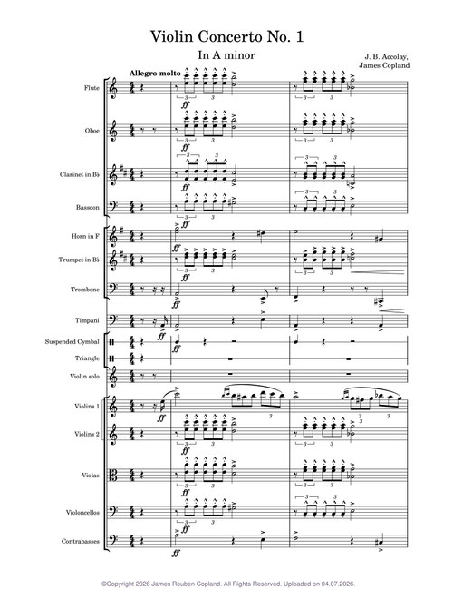 Violin Concerto No.1 in A minor (Reimagined by James R. Copland) – Accolay, Jean-Baptiste