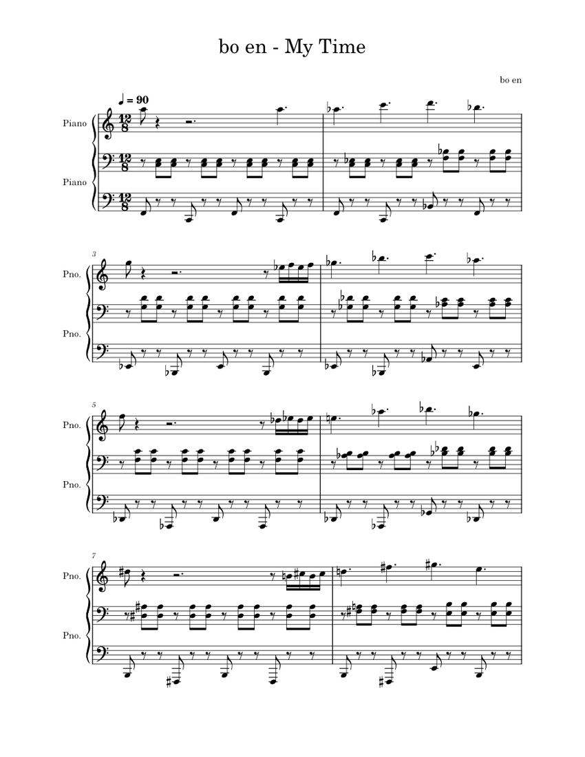 bo en My Time Sheet music for Piano (Piano Duo) bo en My Time Sheet music for Piano (Piano Duo)