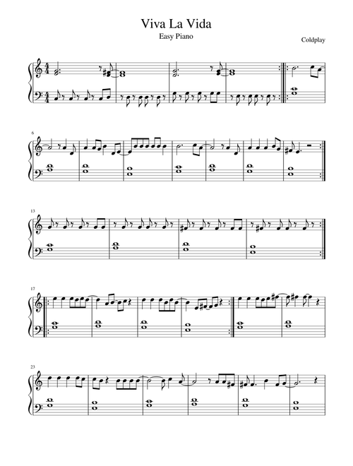 Viva La Vida - Piano (Super Easy)