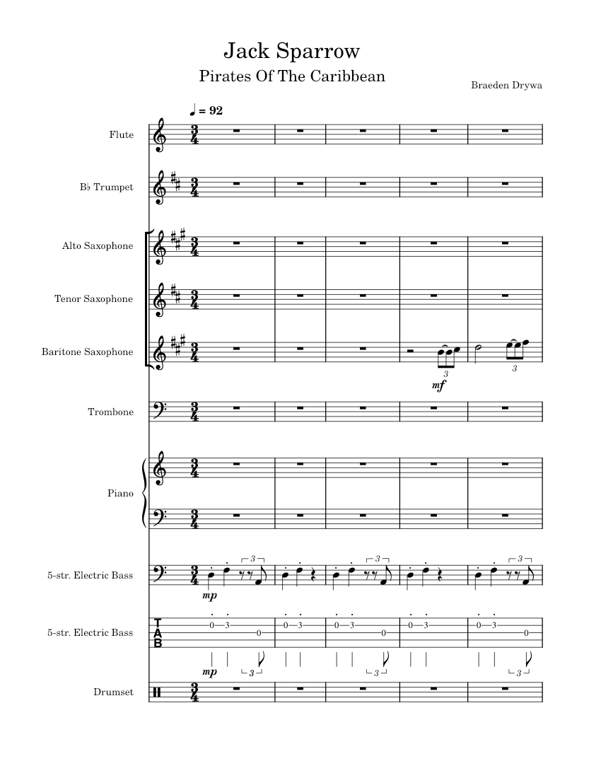 Jack Sparrow – Hans Zimmer Jack Sparrow Sheet Music and Tab