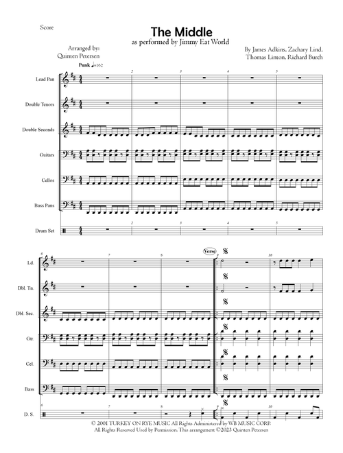 The Middle (Arr. Quinten Petersen) - Jimmy Eat World (Steel Drum Band)