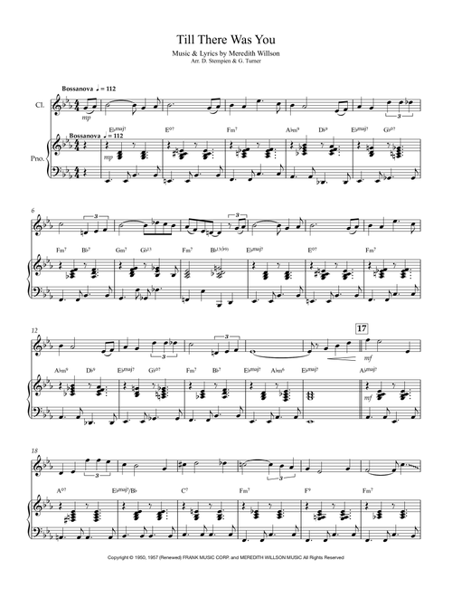 Till There Was You (Arr. Debra E. Stempien & Gregory H. Turner) - The Beatles (Clarinet and Piano)